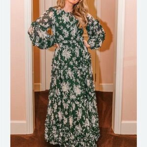 Geneva Floral Green Maxi Dress
